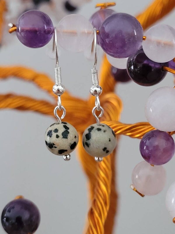 Boucles d'oreilles jaspe Dalmatien