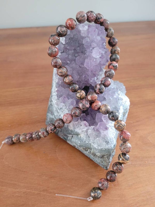 Fil de perles Jaspe Léopard 8 mm