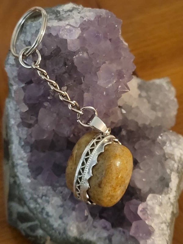 Porte clé Calcédoine Brun Sable