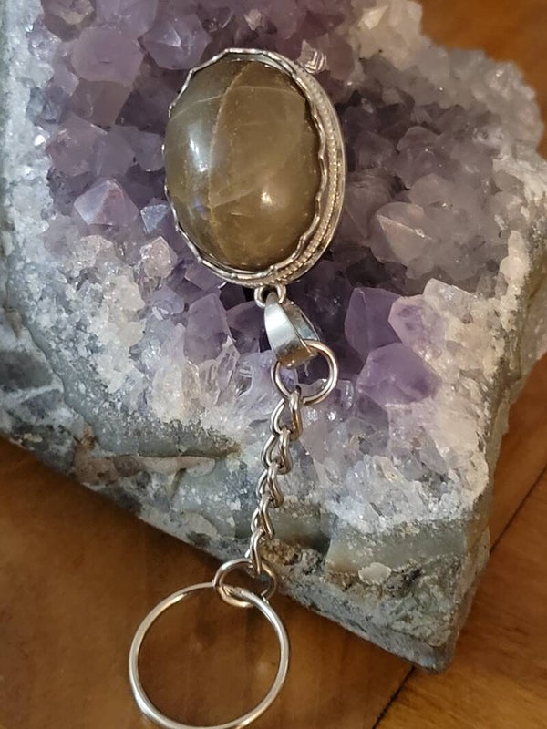 Porte clé quartz gris