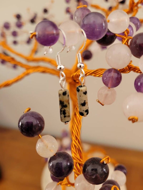 Boucles d'oreilles jaspe Dalmatien