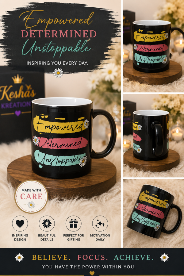 💪 Empowered Determined Unstoppable Mug