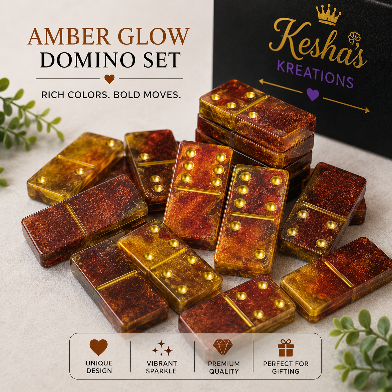 🧡 Amber Glow Domino Set