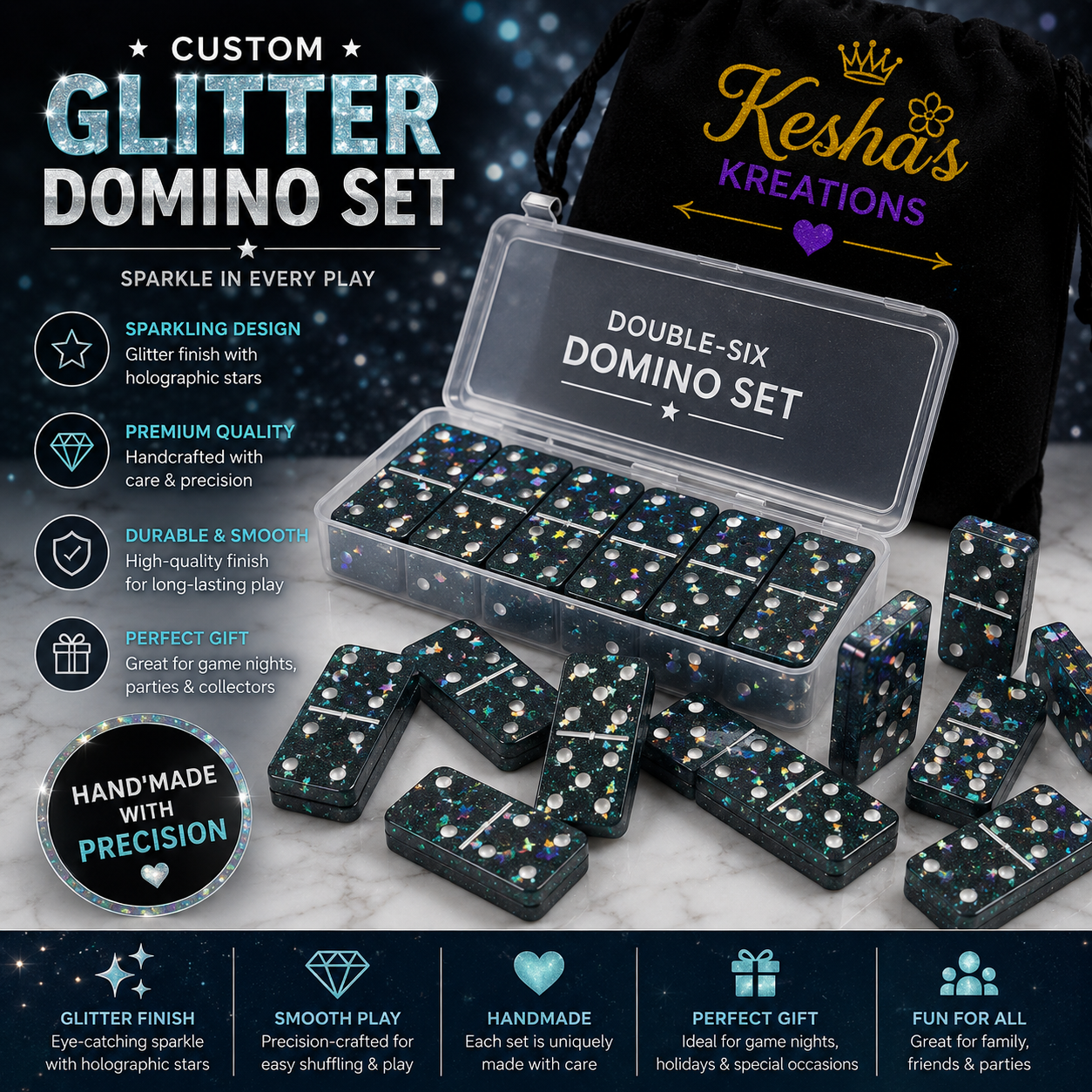 ✨ Galaxy Glitter Domino Set