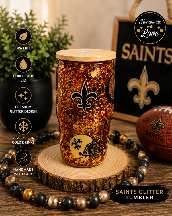 ⚜️ Saints Inspired Glitter Shot Glass