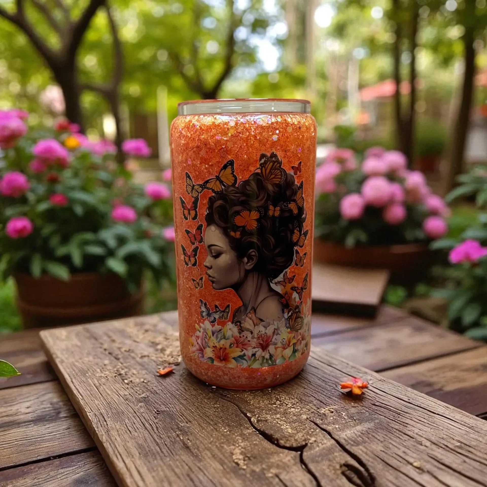 🦋 Butterfly Beauty Glitter Glass Tumbler