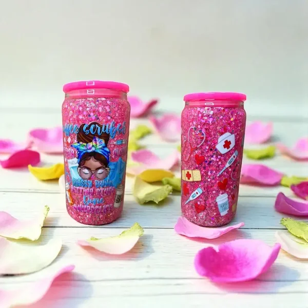 🩺 Pink Glitter Nurse Life Tumbler