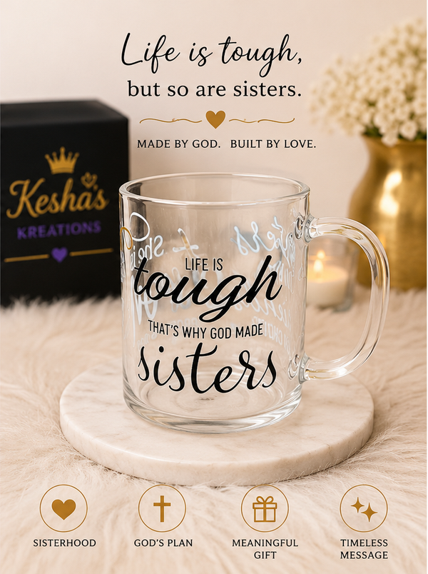 ❤️ Sisters By Birth Glass Mug