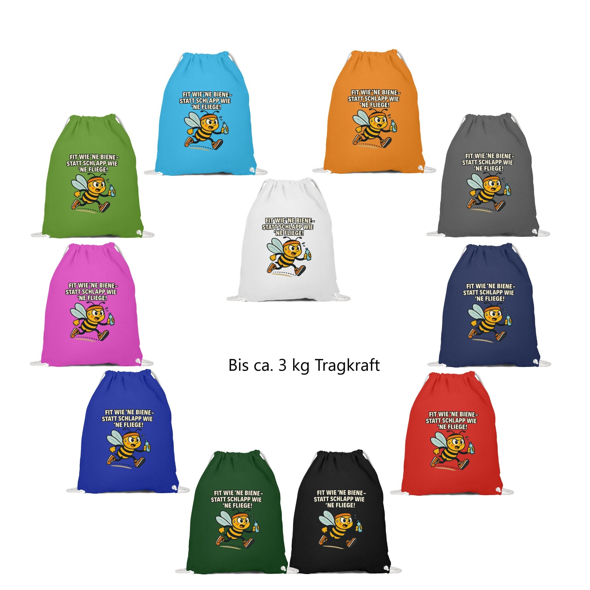 🐝Sportbeutel :Fit wie ’ne Biene – statt schlapp wie ’ne Fliege!