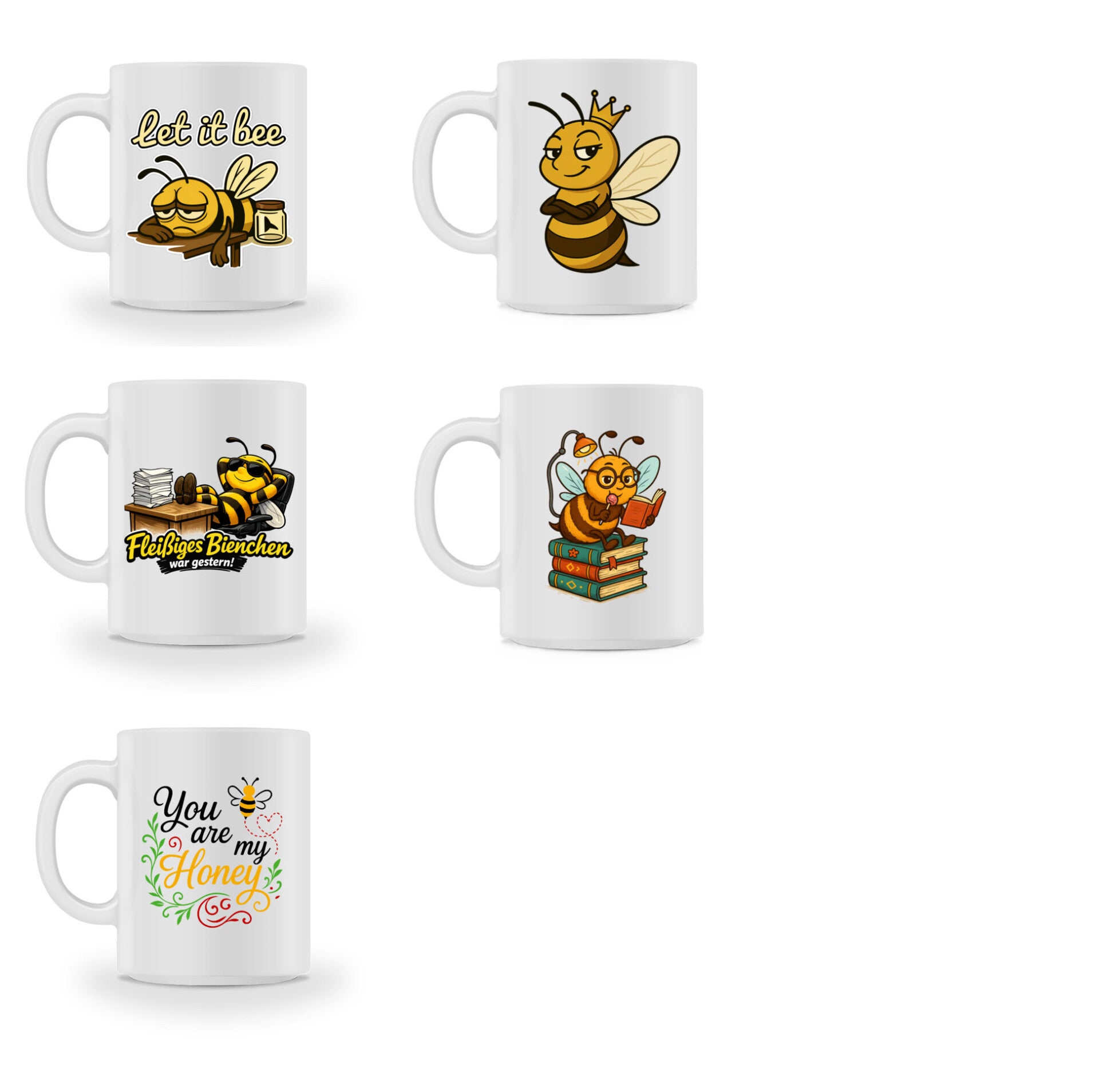 Weiße Tasse mit Druck- versch. Ausführungen -beidseitig bedruckt