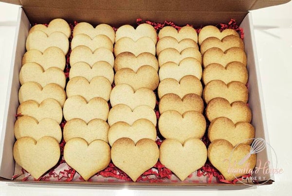 40 x Undecorated heart shaped shortcrust Biscuits (small)