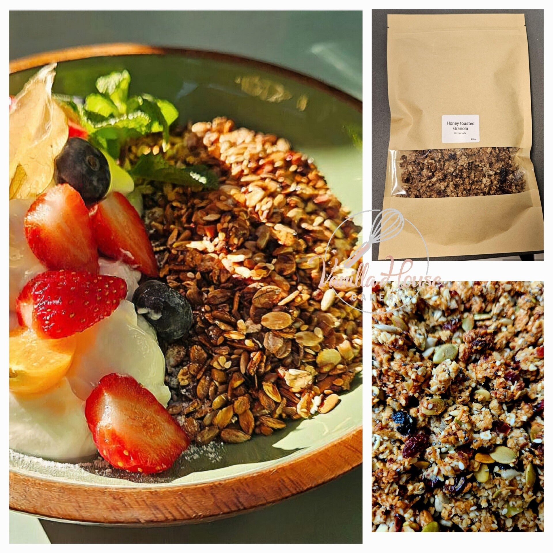 Freshly toasted organic vanilla granola