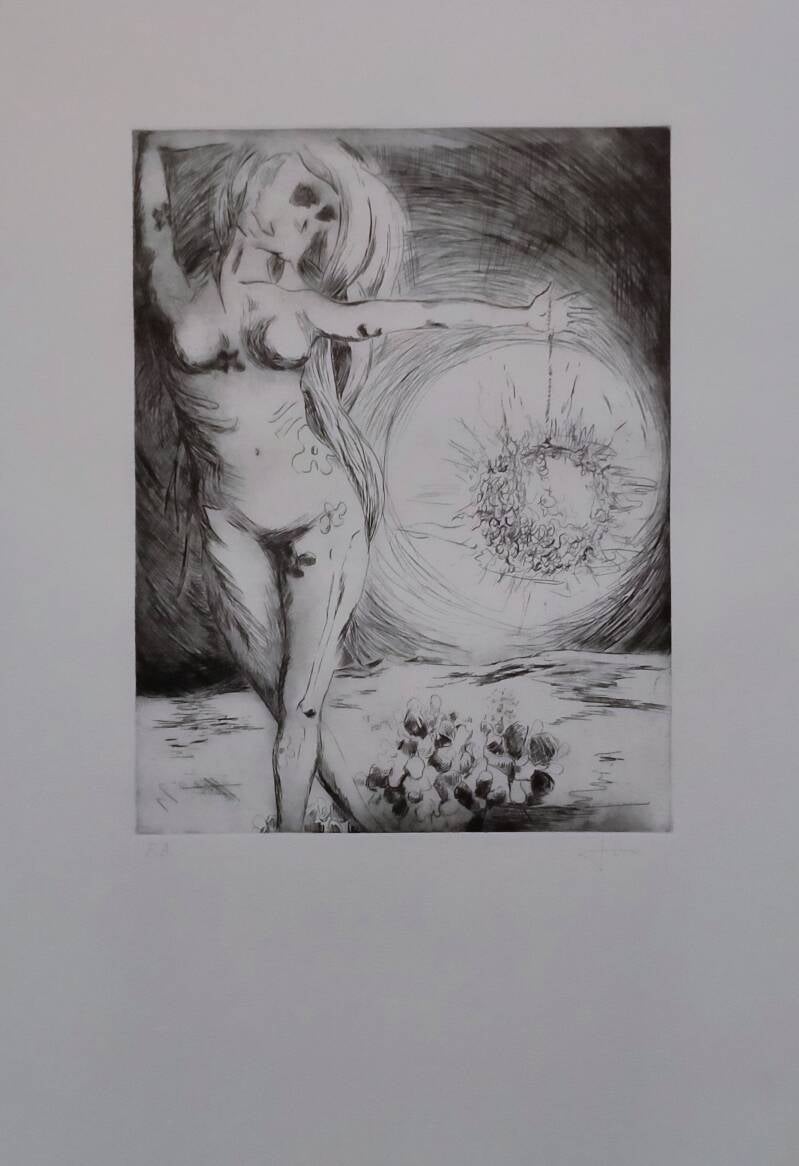 Dama del sol. Aprox. 2014. Aguafuerte y aguatinta.