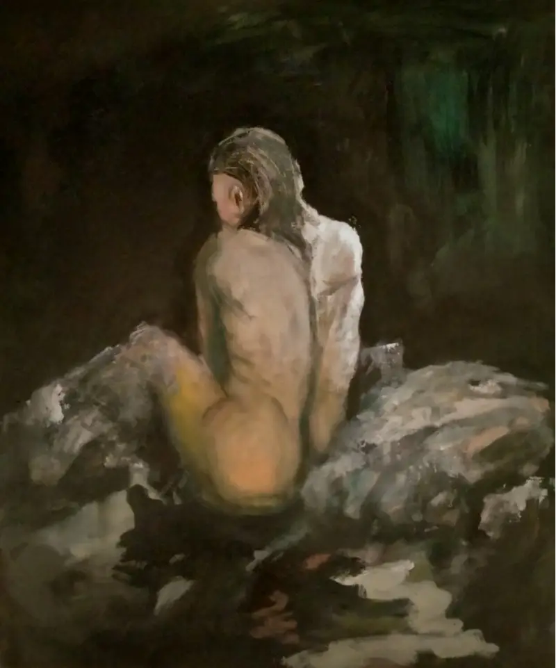Piedra. Retrato de espaldas. 2023/24. Óleo/ tabla. 49 x 41 cm