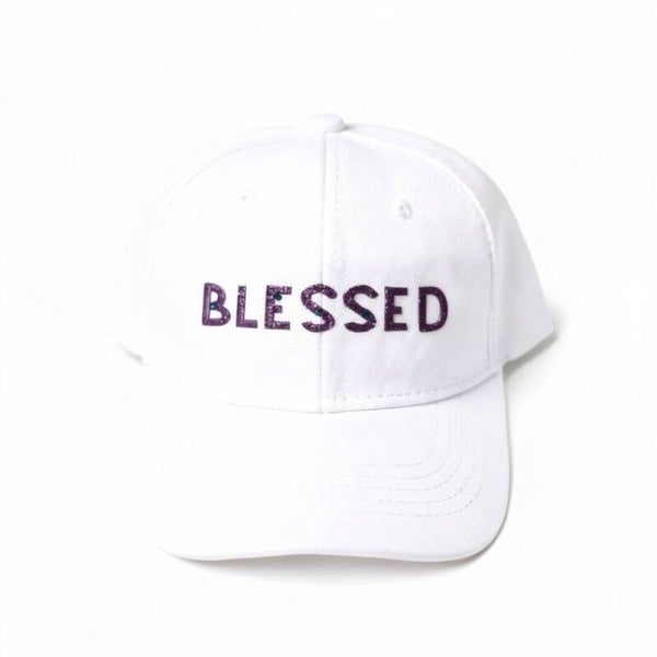 BLESSED HAT WITH GLITTER AND RHINESTONES