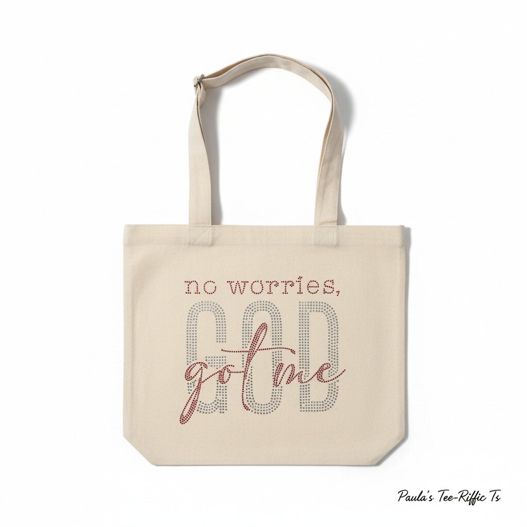 NO WORRIES GOD GOT ME RHINESTONE BAG