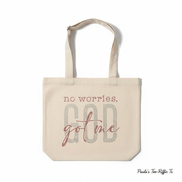 NO WORRIES GOD GOT ME RHINESTONE BAG