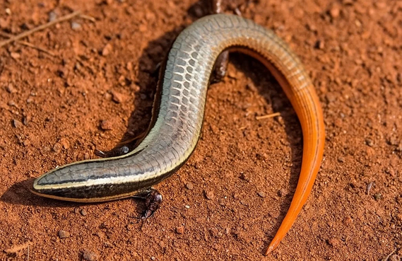 mispelslang, ook wel gestreepte brilteju (Kolebra di mispel in het Papiamentu) Gymnophthalmus lineatus