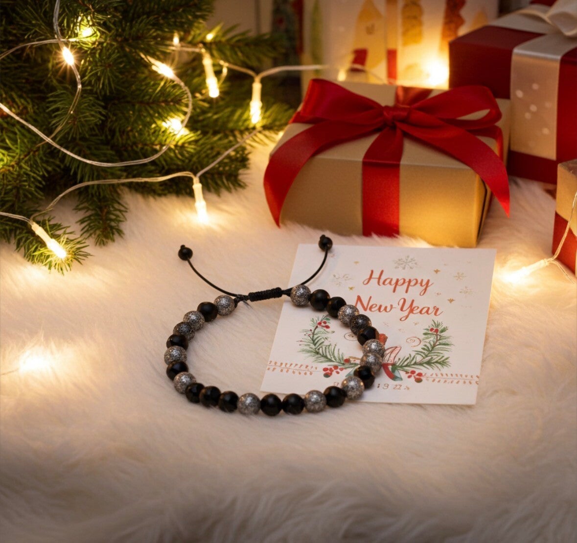 Bransoletka Obsydian Śnieżny