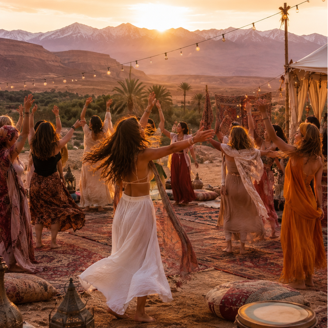 Feminine Fire Retreat Morocco – Dance, Cacao Ceremony, Sensual Movement, Yin Yoga & Vinyasa
