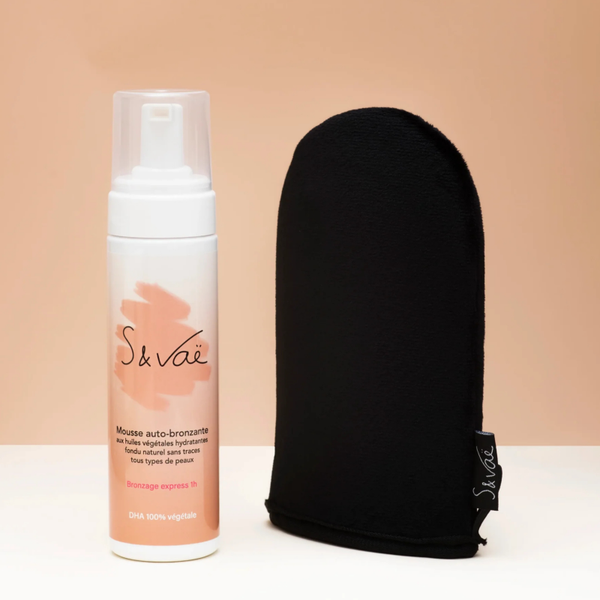 Kit de bronceado instantáneo  Mousse autobronceadora 150 ml + Accesorio