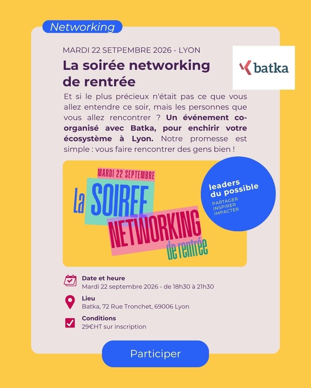 soirée networking reseau leaders du possible
