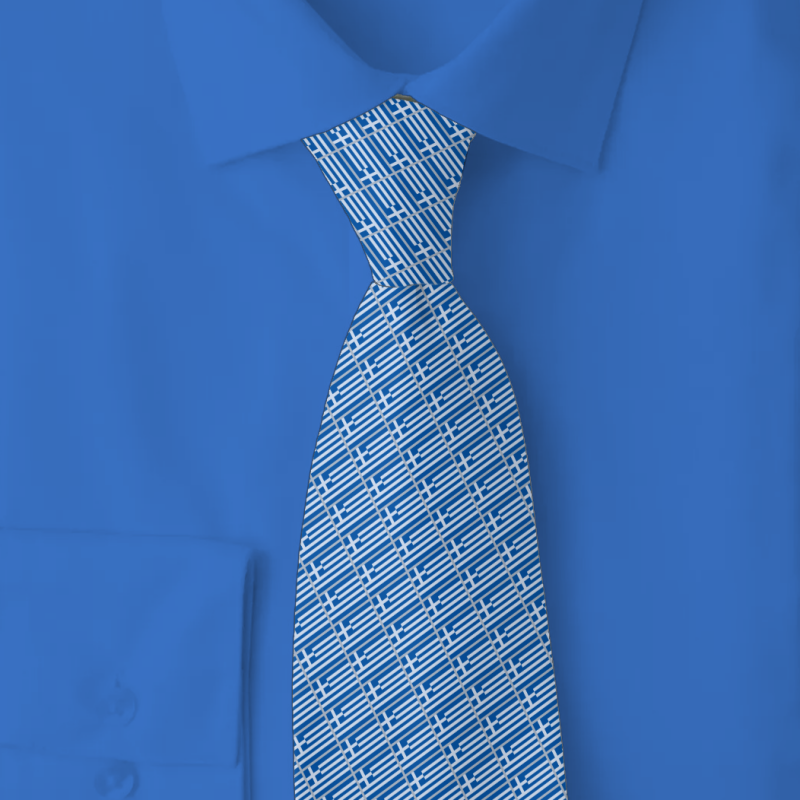 Greece flag signature pattern necktie