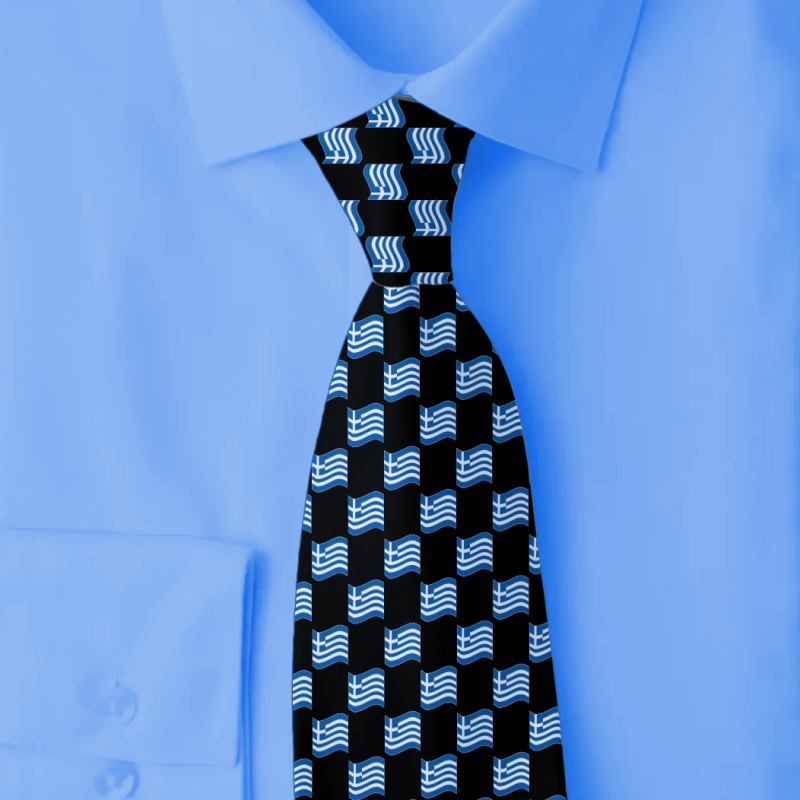 Wavy Greek flag pattern necktie