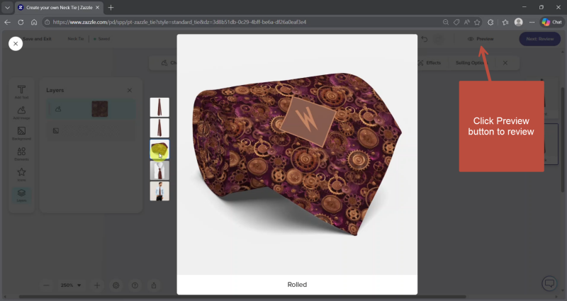 Zazzle Designer screenshot The preview screen