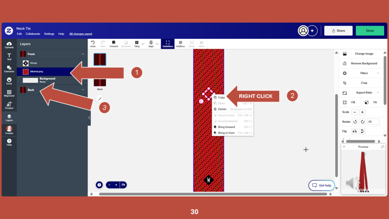Screenshot of Zazzle design tool for Step 30: One final task to complete.