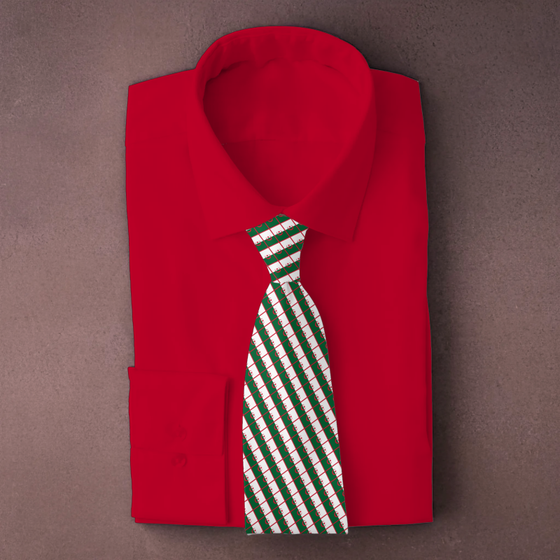Algeria flag necktie on Red folded shirt