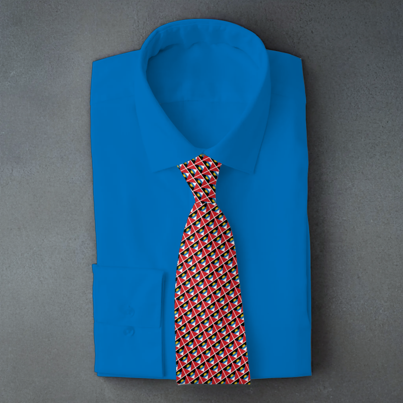 Antigua and Barbuda flag necktie on Blue folded shirt