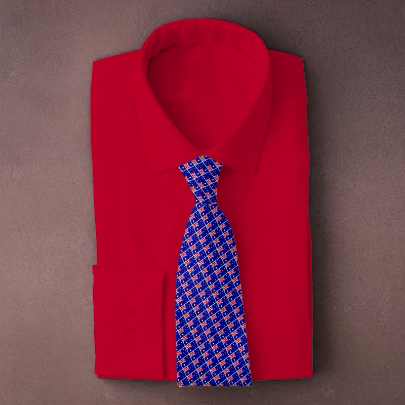 Australia flag necktie on red folded shirt