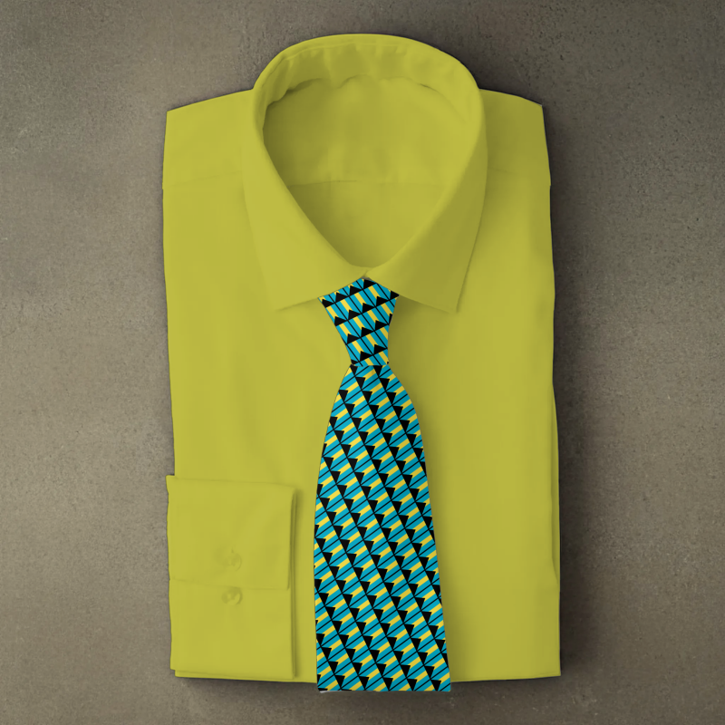 Bahamas flag necktie on Yellow folded shirt
