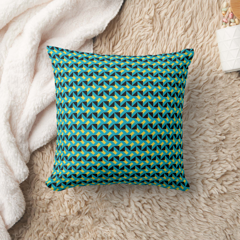 Decorative pillow with a patchwork pattern based on the Bahamas national flag.