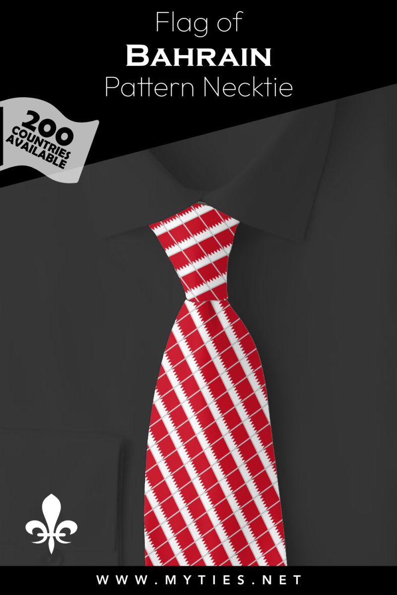Pinterest Pin image: Flag of Bahamas patterned necktie, illustration of Bahamas flag necktie on folded black shirt