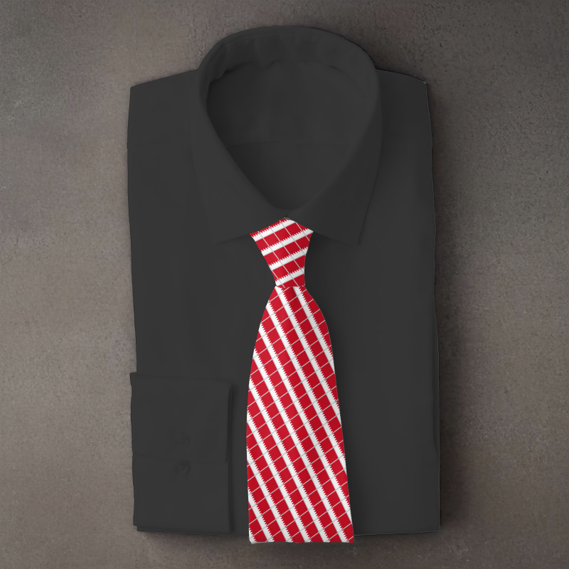 Barbados flag necktie on black folded shirt