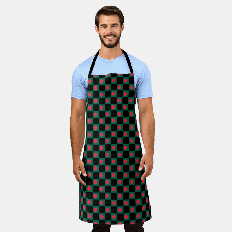 Bangladesh flag apron with checkered flag motif, ideal for grilling or kitchen use.