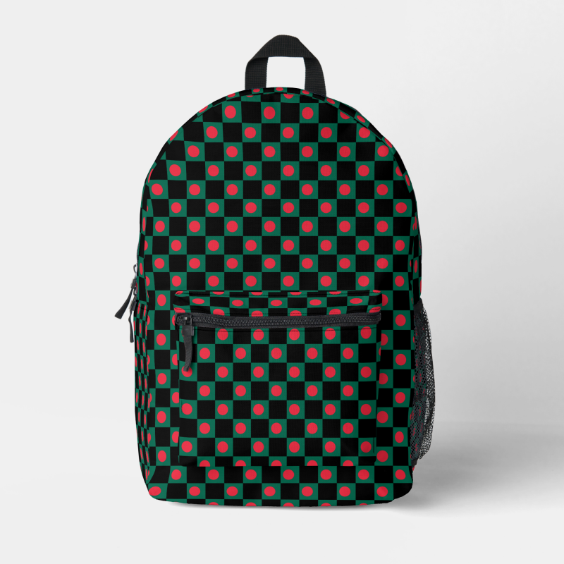 Bangladesh flag backpack with checkered detailing, blending national pride with everyday function.