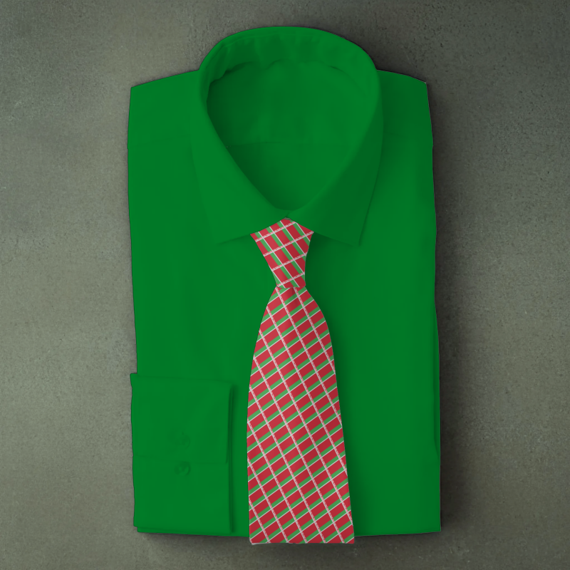 Belarus flag necktie on green folded shirt