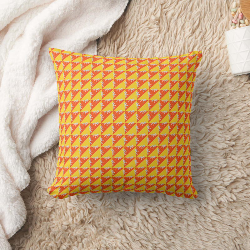 Bhutan flag-inspired pillow in square shape, designed with a creative patchwork motif.
