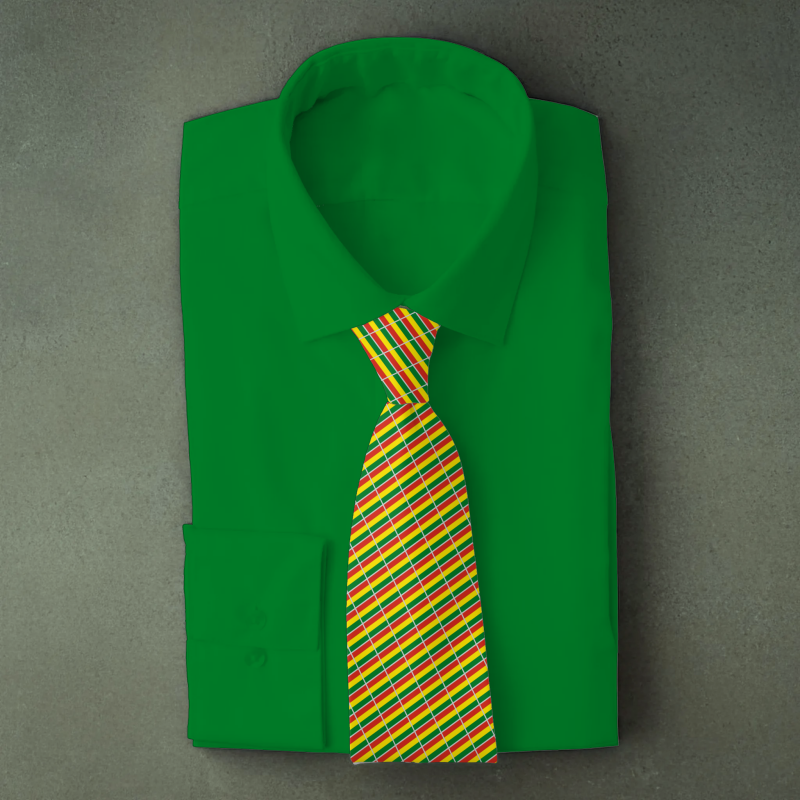 Bolivia flag necktie on green folded shirt