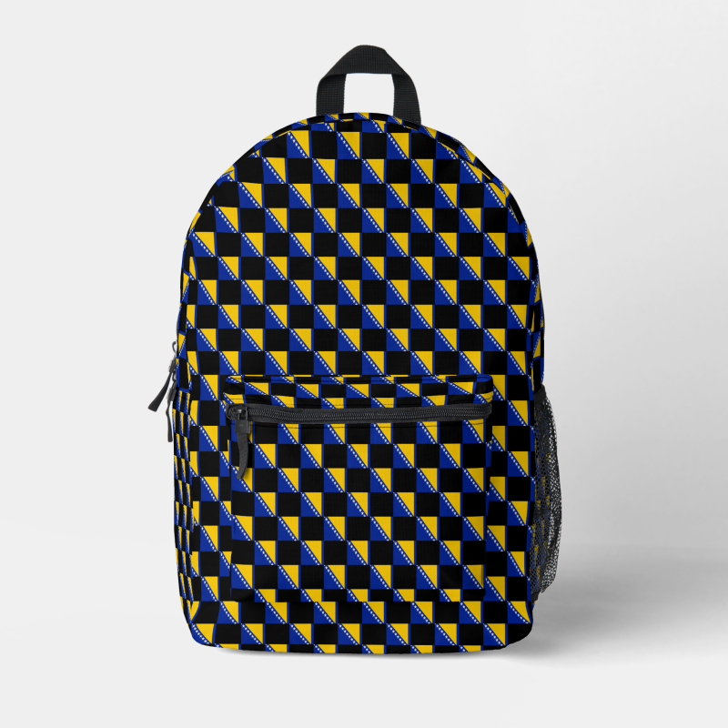 Bosnia and Herzegovina flag backpack with checkered detailing, blending national pride with everyday function.