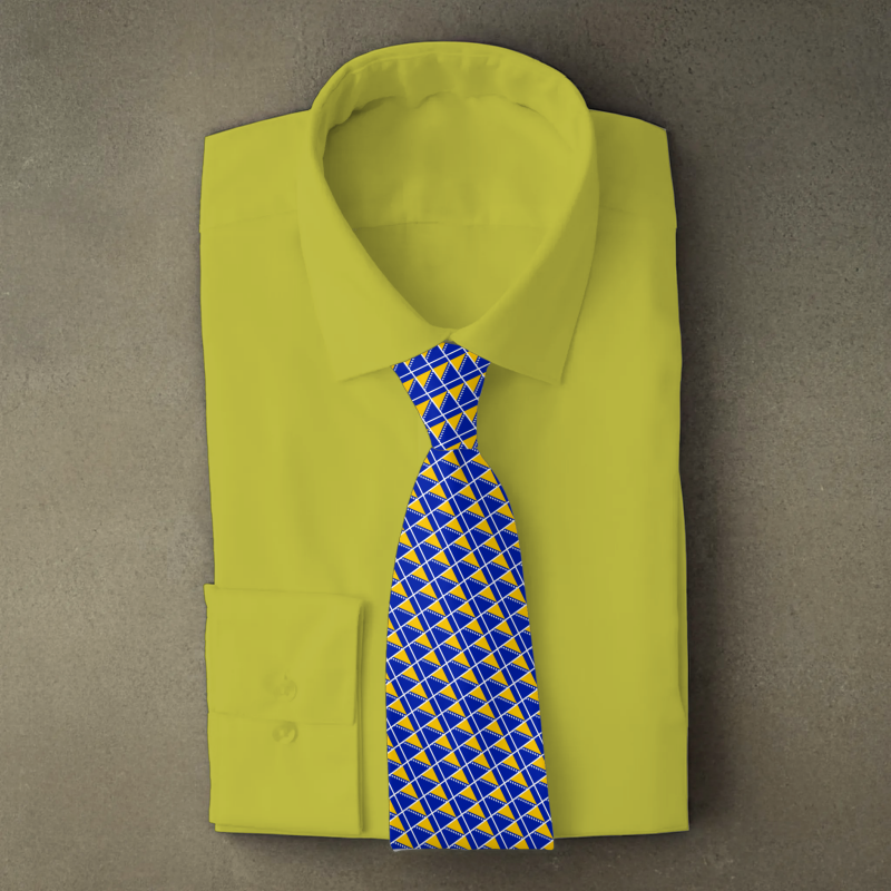 Bosnia and Herzegovina flag necktie on yellow folded shirt