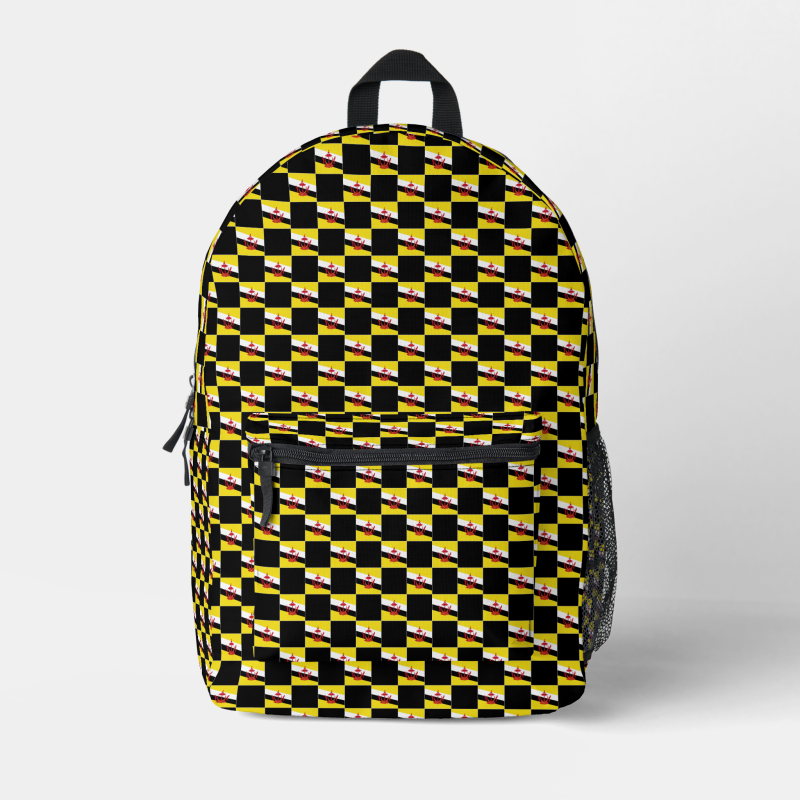 Brunei flag backpack with checkered detailing, blending national pride with everyday function.