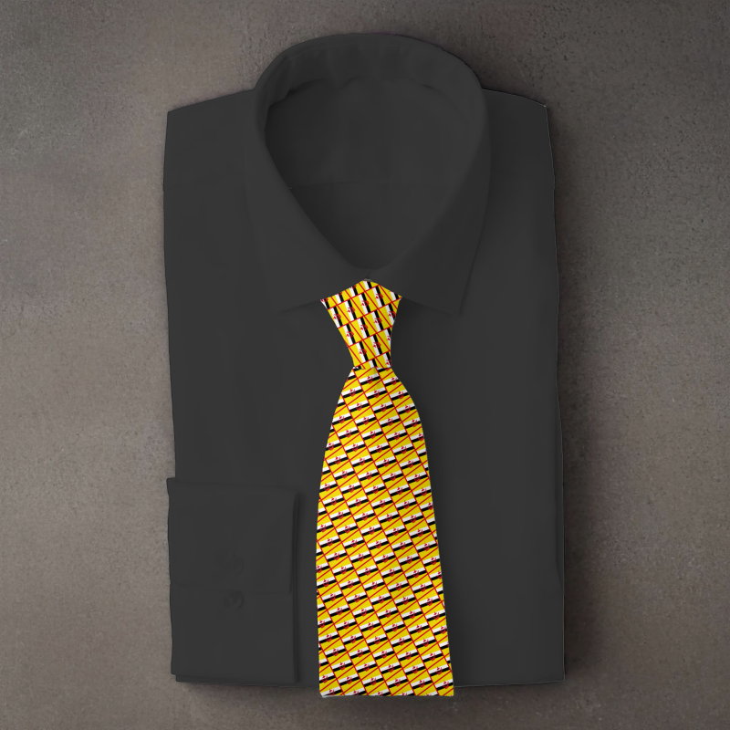 Brunei flag necktie on black folded shirt