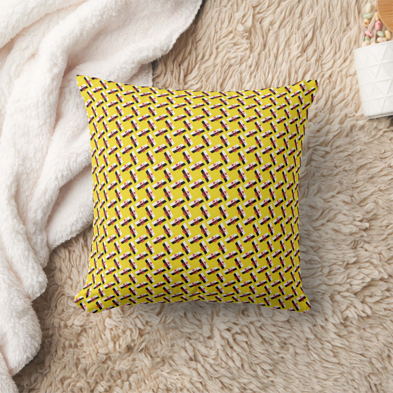Brunei flag-inspired pillow in square shape, designed with a creative patchwork motif.