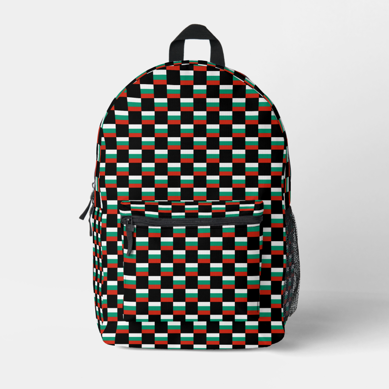 Bulgaria flag backpack with checkered detailing, blending national pride with everyday function.