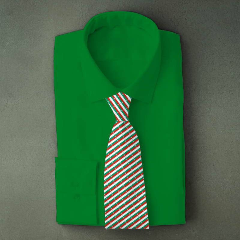 Bulgaria flag necktie on green folded shirt
