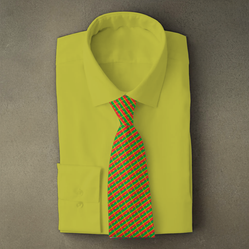 Burkina Faso flag necktie on yellow folded shirt